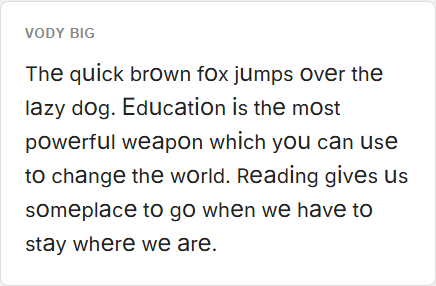 VoDy Big font - vowels rendered larger than consonants